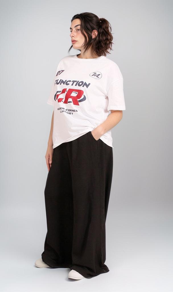 R206761 - Graphic Printed Oversized T-Shirt - White