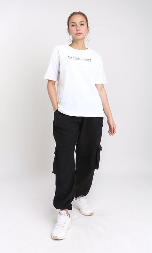 R206762 - Short Sleeves Printed Cotton Tee - White