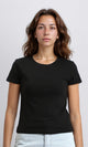 R206764 - Crew Neck Solid Cotton Basic Tee - Black