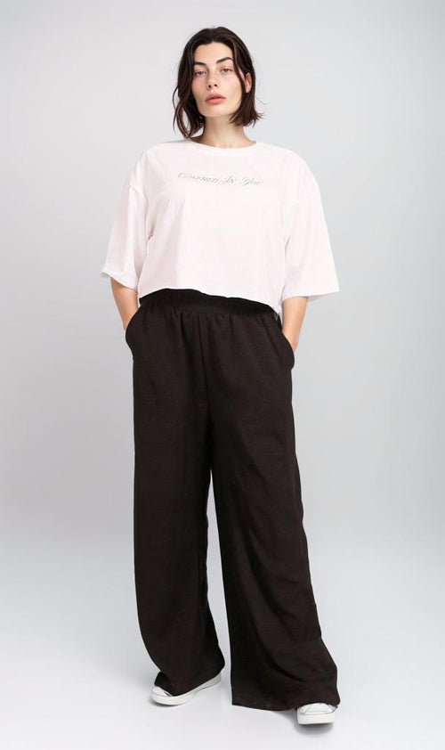 R206767 - Graphic Printed Cropped T-Shirt - White & Green