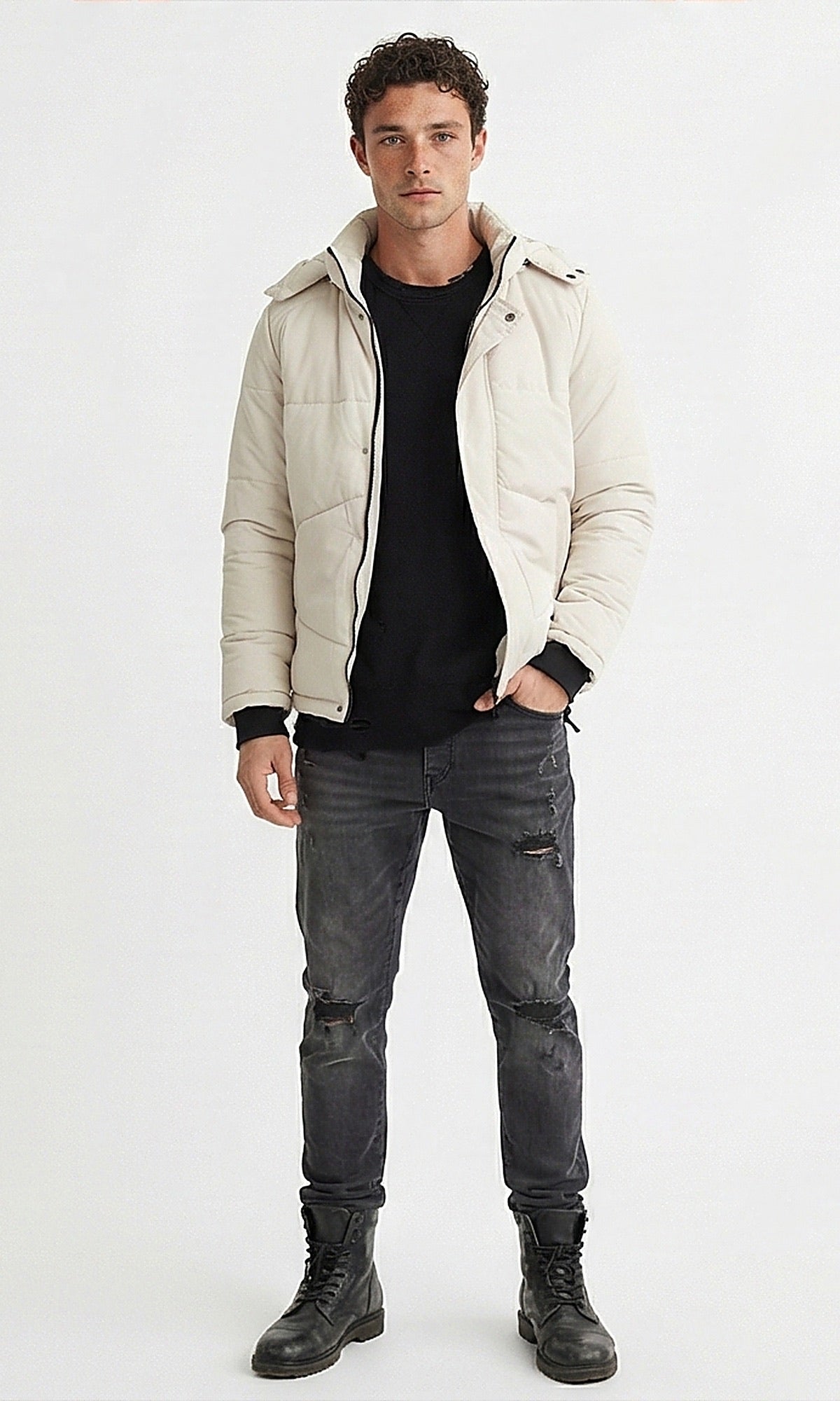 Essential Off-White Puffer Jacket with Detachable Hood