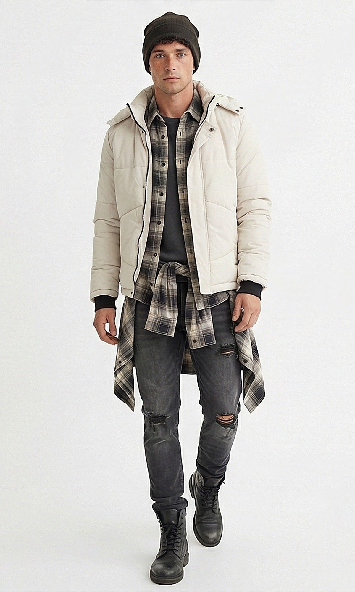 Essential Off-White Puffer Jacket with Detachable Hood