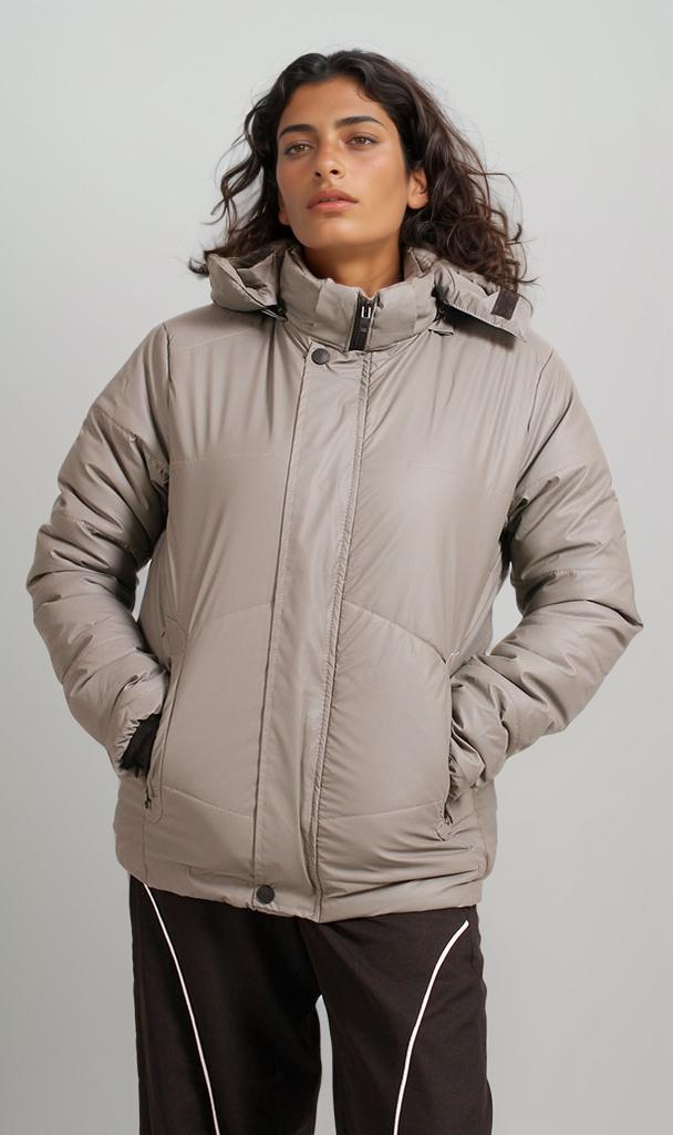 R206830 - Water Proof Puffer Jacket - Taupe