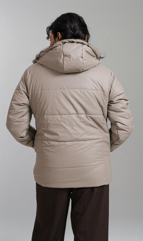 R206830 - Water Proof Puffer Jacket - Taupe