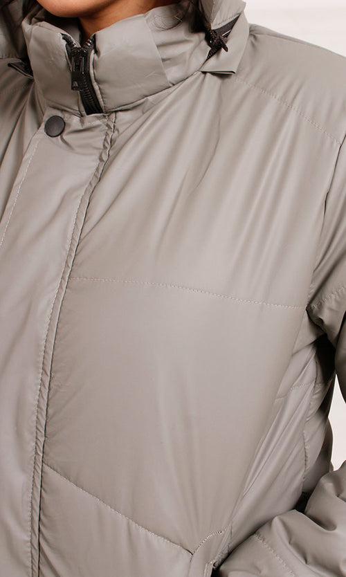 R206830 - Water Proof Puffer Jacket - Taupe