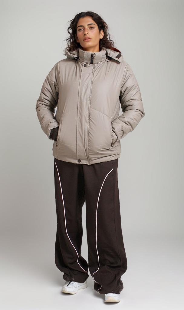 R206830 - Water Proof Puffer Jacket - Taupe