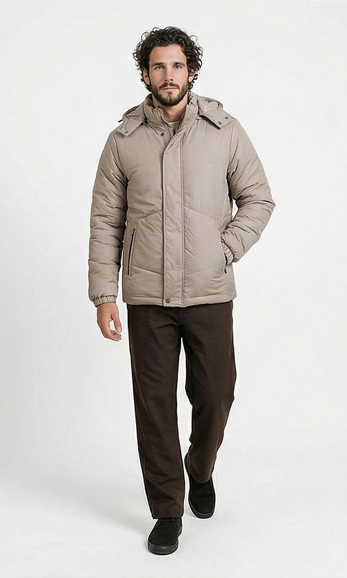 R206830 - Water Proof Puffer Jacket - Taupe