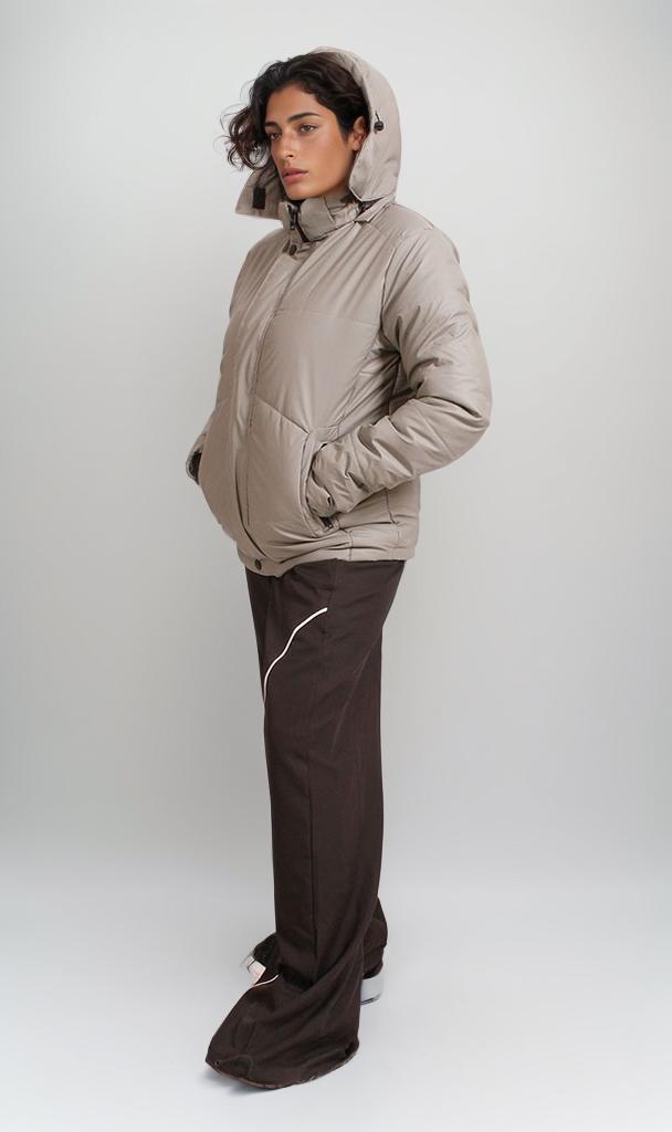 R206830 - Water Proof Puffer Jacket - Taupe