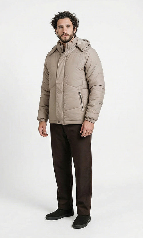 R206830 - Water Proof Puffer Jacket - Taupe