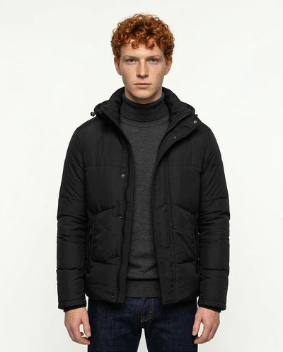 Ravin FW24 Men's Waist-Length Waterproof Hooded Puffer Jacket – Black - R206831