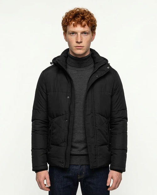 Ravin FW24 Men's Waist-Length Waterproof Hooded Puffer Jacket – Black - R206831