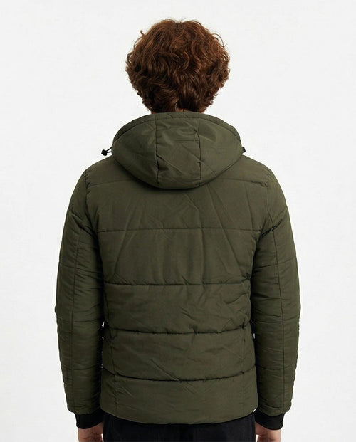 Ravin Urban Padded Puffer Jacket with Integrated Hood – Olive Green - R206832