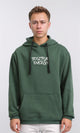 R206834 - Printed "Positive Energy" Slip On Hoodie - Dark Green