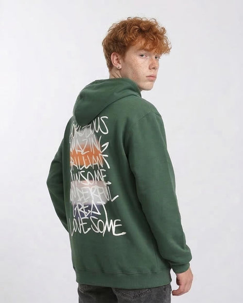 Ravin | "Positive Energy" Oversized Graphic Hoodie – Forest Green - R206834