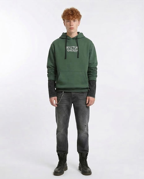 Ravin | "Positive Energy" Oversized Graphic Hoodie – Forest Green - R206834