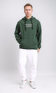 R206834 - Printed "Positive Energy" Slip On Hoodie - Dark Green