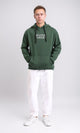 R206834 - Printed "Positive Energy" Slip On Hoodie - Dark Green