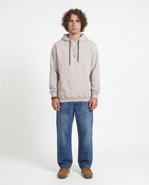 Ravin Men’s Relaxed Fit Beige Hoodie with Contrast Drawstrings - R206835