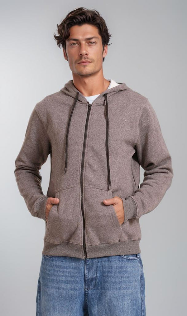 R206844 - Melton Zip-Up Hoodie - Taupe
