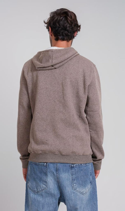 R206844 - Melton Zip-Up Hoodie - Taupe