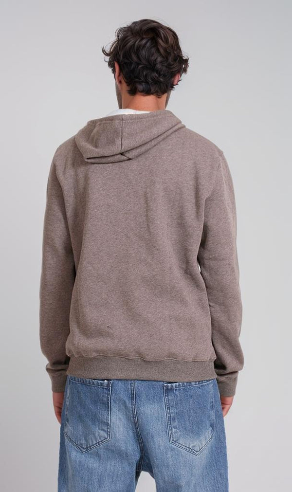 R206844 - Melton Zip-Up Hoodie - Taupe
