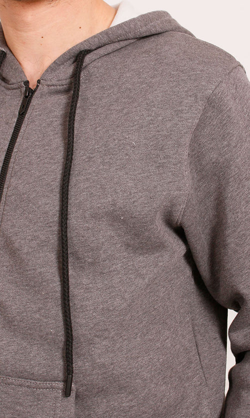 R206844 - Melton Zip-Up Hoodie - Taupe