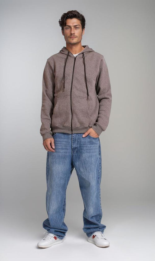 R206844 - Melton Zip-Up Hoodie - Taupe