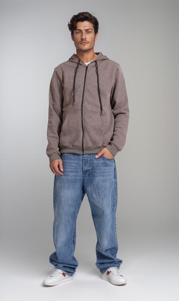 R206844 - Melton Zip-Up Hoodie - Taupe