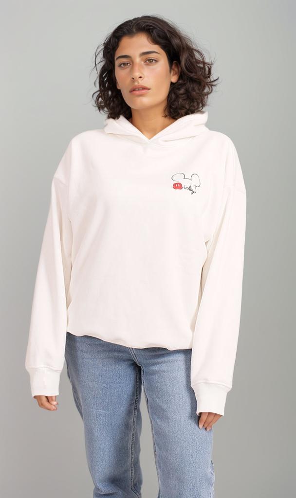 R206849 - Melton Brushed Cropped Hoodie - White