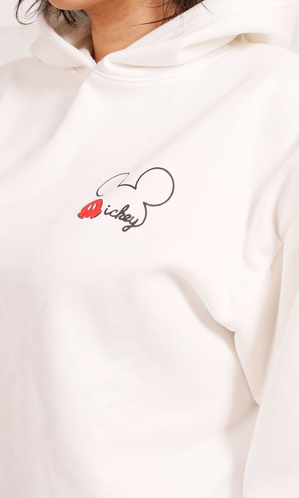 R206849 - Melton Brushed Cropped Hoodie - White