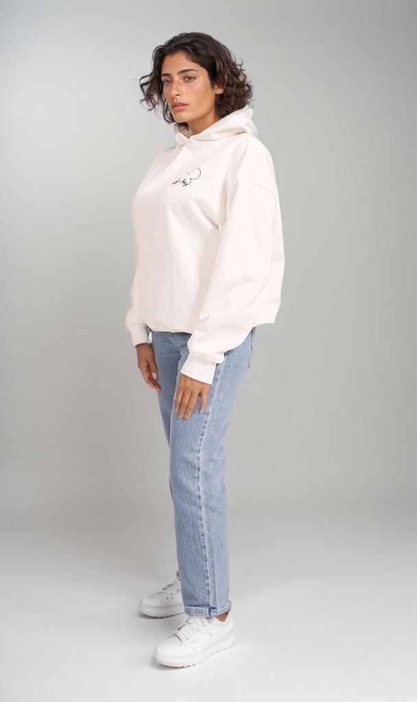 R206849 - Melton Brushed Cropped Hoodie - White