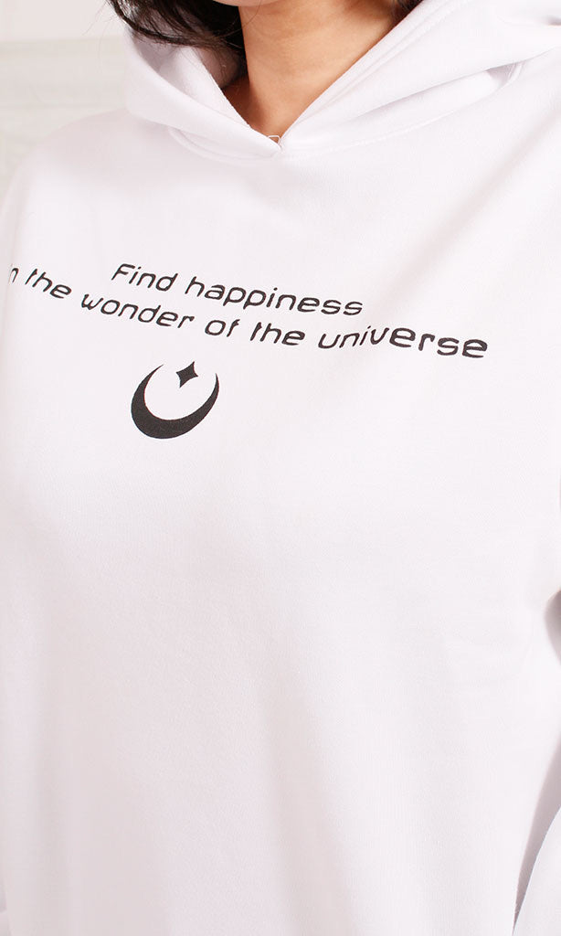 R206850 - Melton Hoodie with Cosmic Print - White