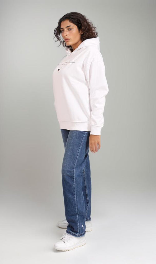 R206850 - Melton Hoodie with Cosmic Print - White