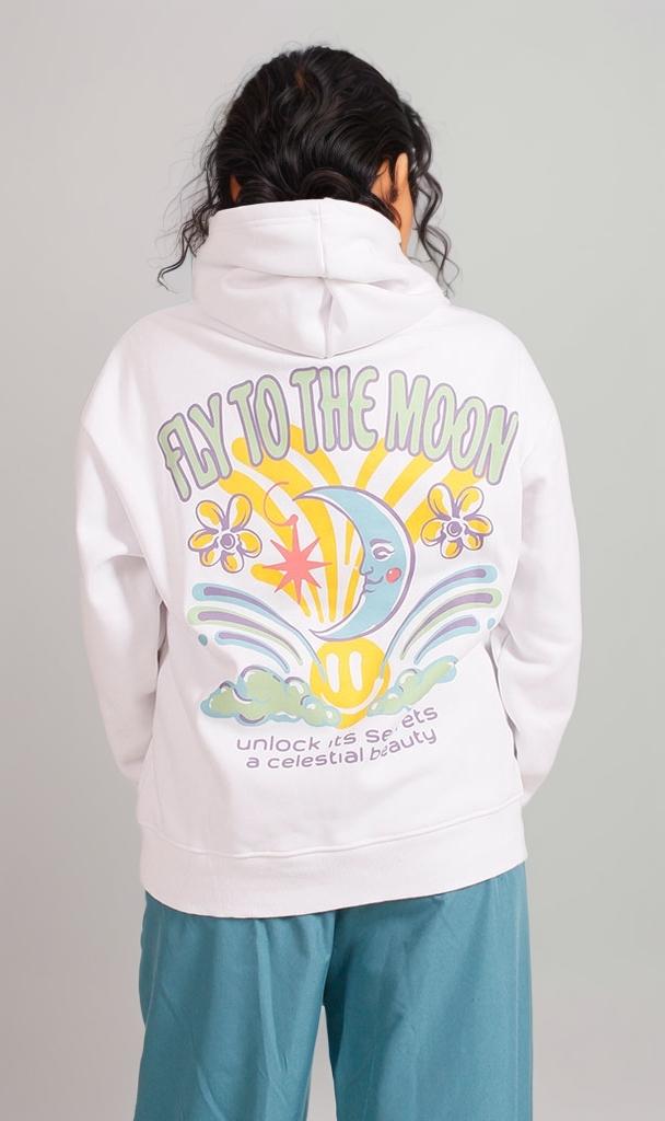 R206855 - Melton Hoodie - White with Graphic Print