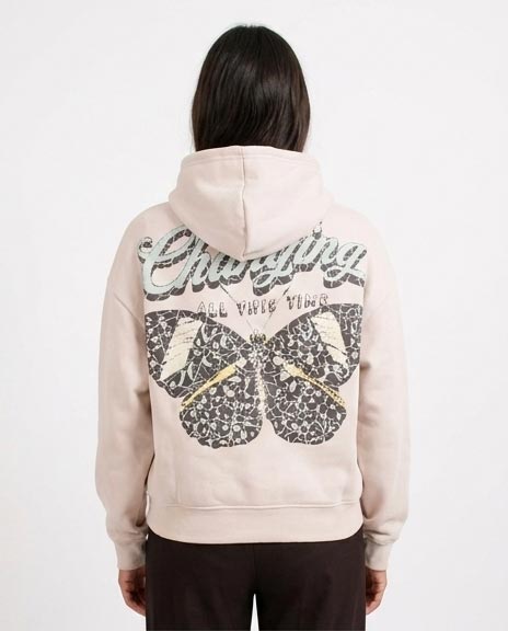  Ravin Women’s Butterfly Graphic Oversized Hoodie – Bone - R206856