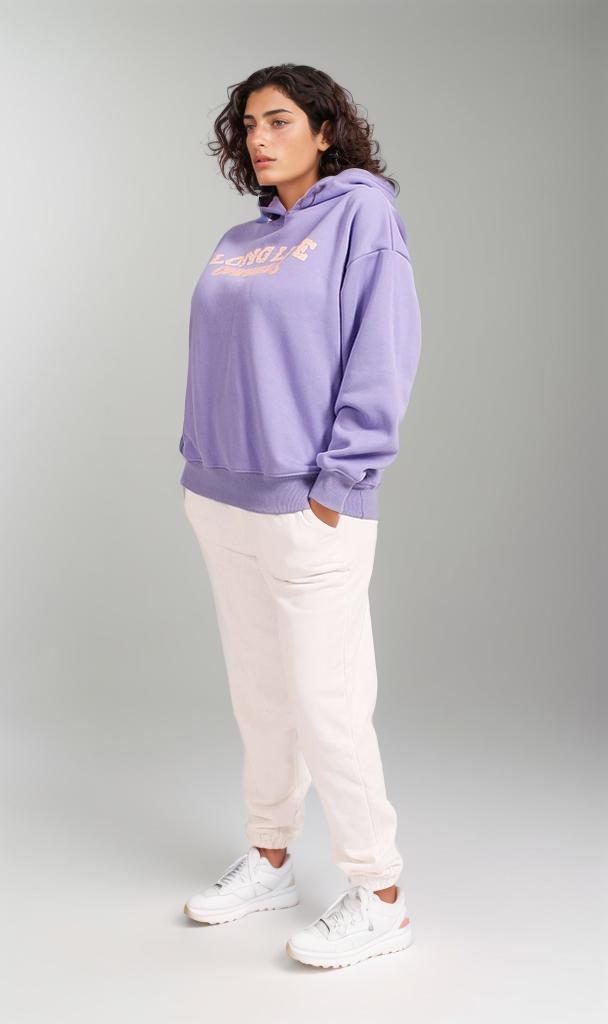 R206858 - Melton Hoodie - Purple with Graphic Print