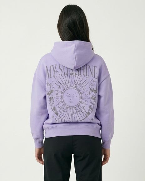 Ravin Women's Oversized "My Sunshine" Graphic Hoodie – Lavender - R206861