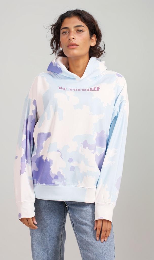 R206862 - Tie-Dye Melton Hoodie - Blue & White