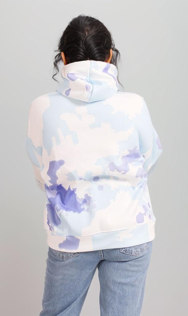 R206862 - Tie-Dye Melton Hoodie - Blue & White