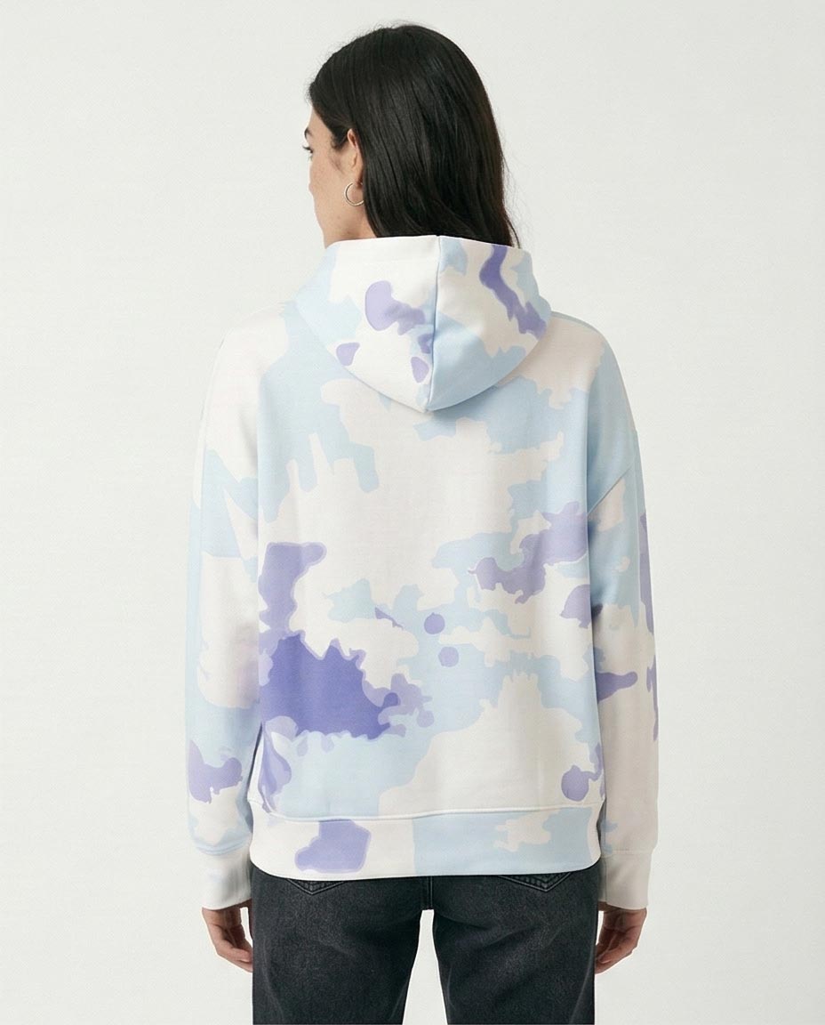 R206862 - Tie-Dye Melton Hoodie - Blue & White