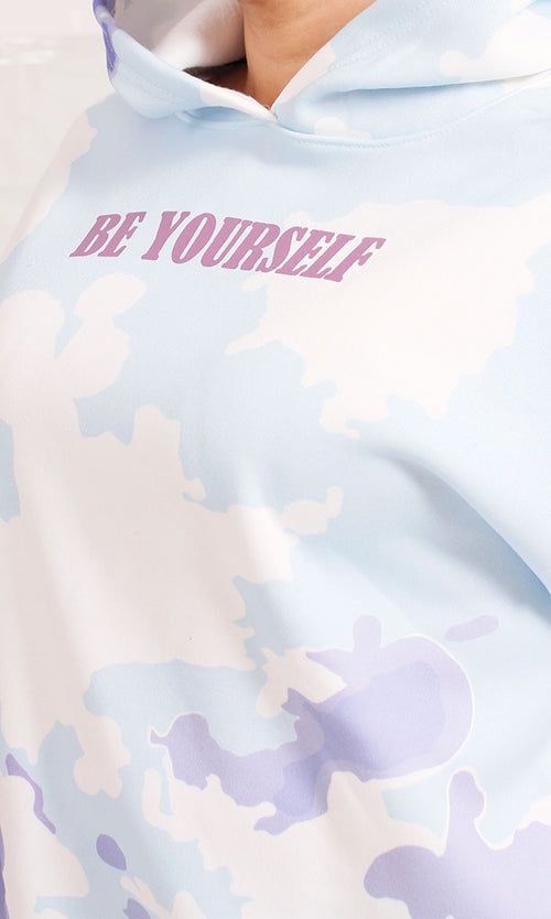 R206862 - Tie-Dye Melton Hoodie - Blue & White