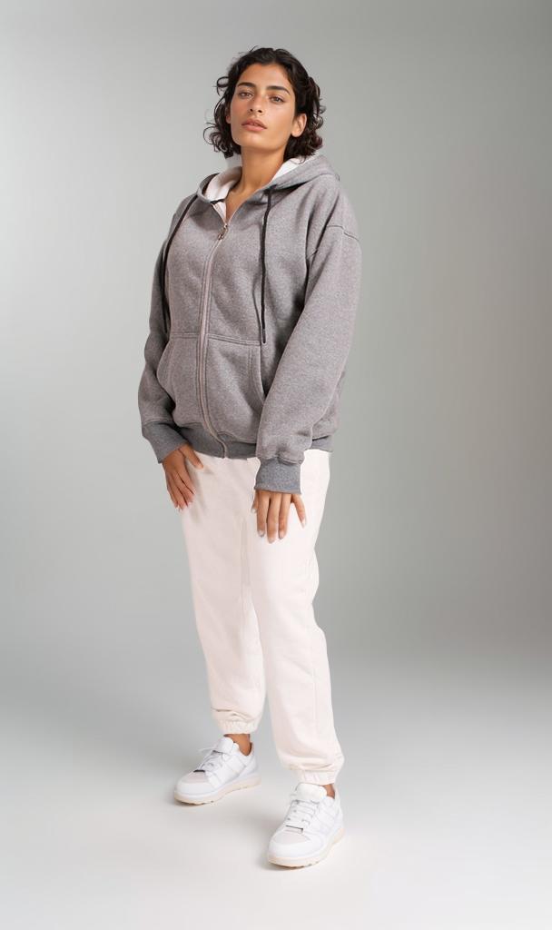 R206864 - Melton Zip-Up Hoodie - Grey