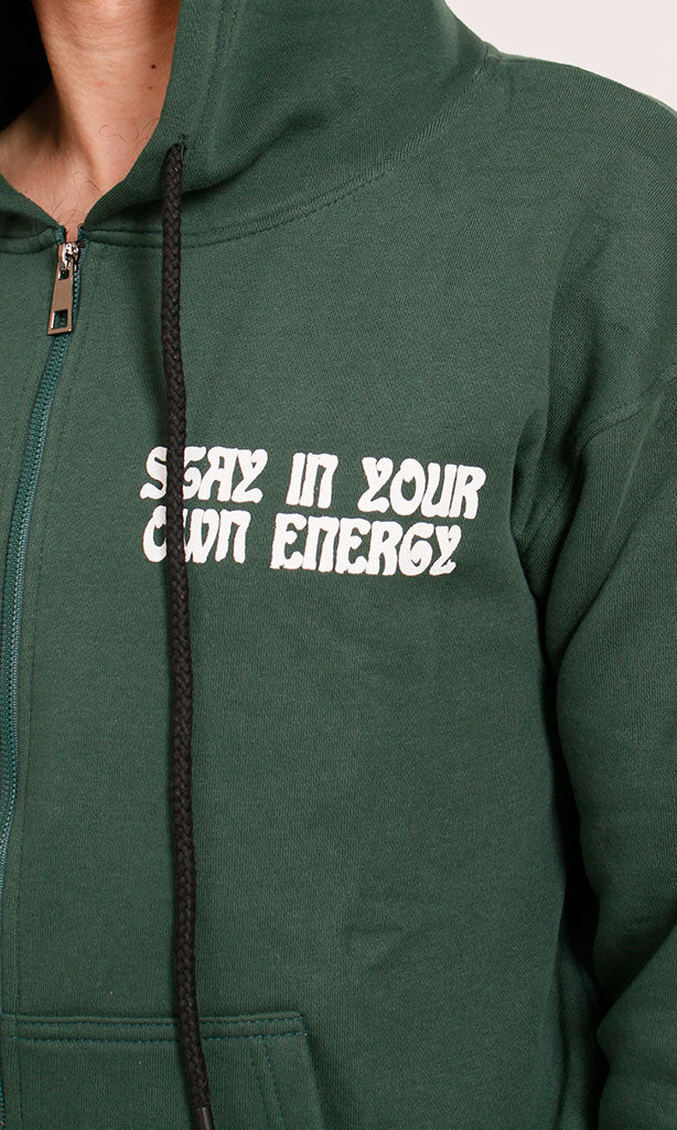 R206865 - Melton Brushed Hoodie - Green with Graphic Print