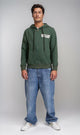 R206865 - Melton Brushed Hoodie - Green with Graphic Print