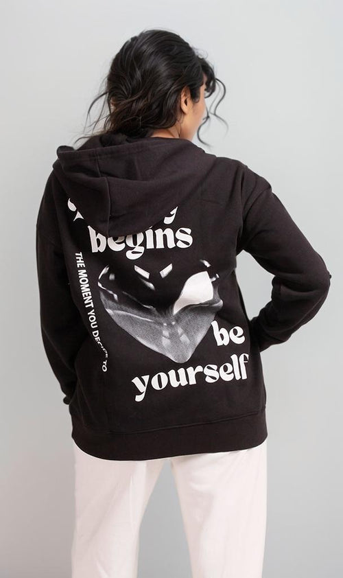 R206866 - Melton Brushed Zip-Up Hoodie - Black