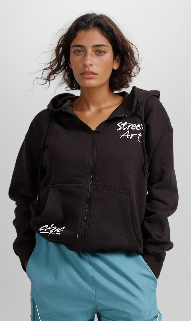 Melton Graphic Hoodie - Black