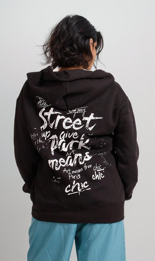 R206867 - Melton Graphic Hoodie - Black