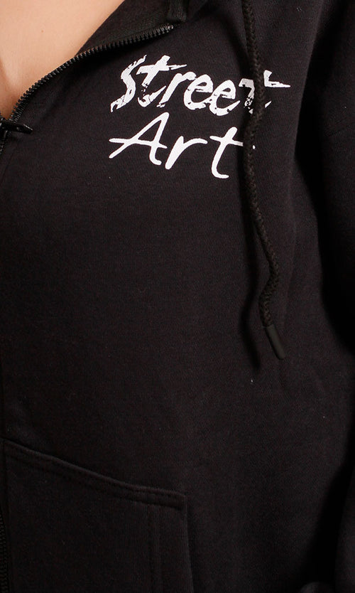 R206867 - Melton Graphic Hoodie - Black