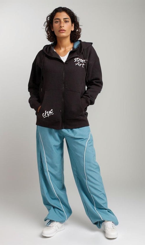 R206867 - Melton Graphic Hoodie - Black