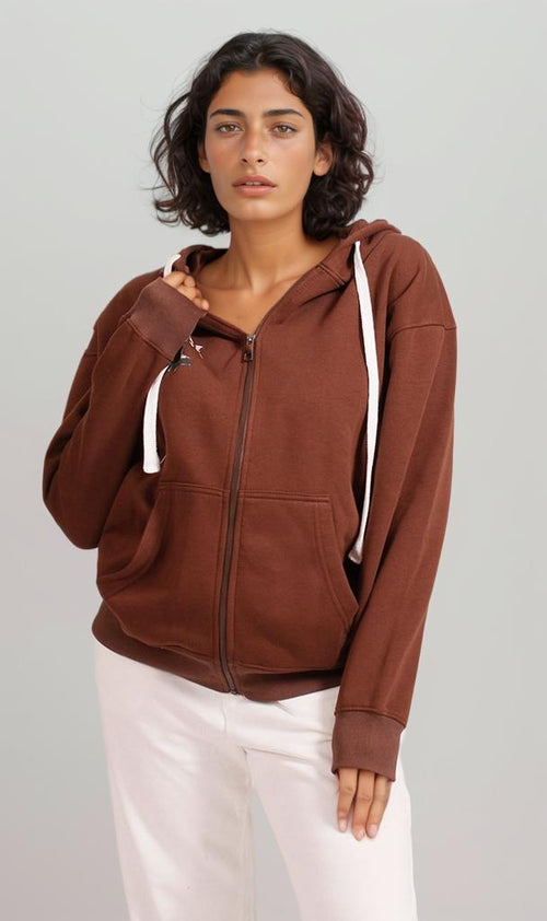 R206868 - Melton Zip-Up Hoodie - Brown